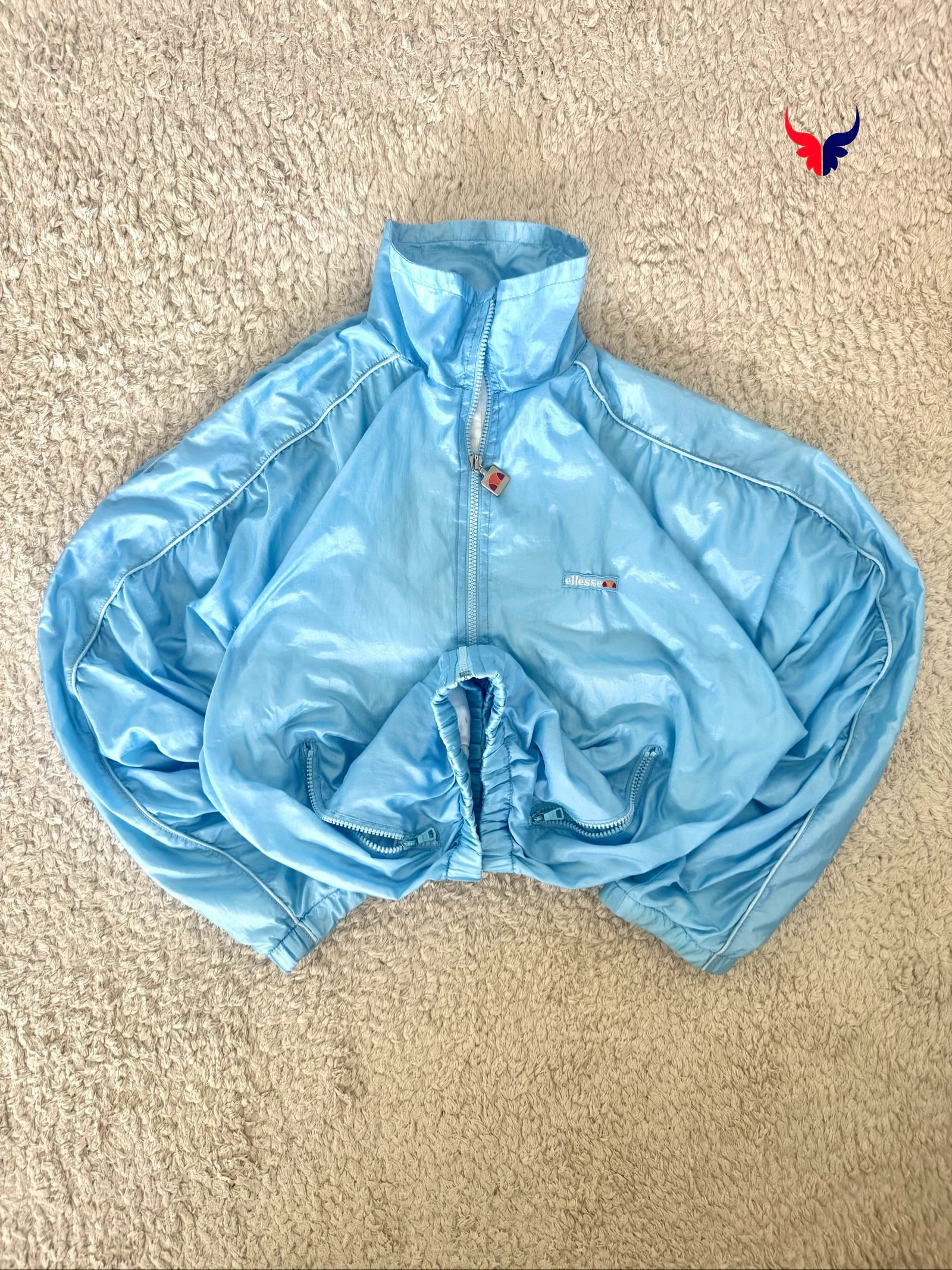 Ellesse Vintage Track Jacket Baby Blue Made in Italy Full Zip 90s Retro